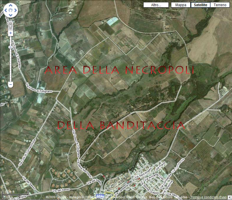 Mappa by Google dell'area della Banditaccia