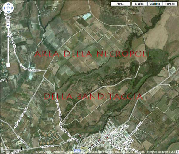 Vista aerea by Google della necropoli della Banditaccia