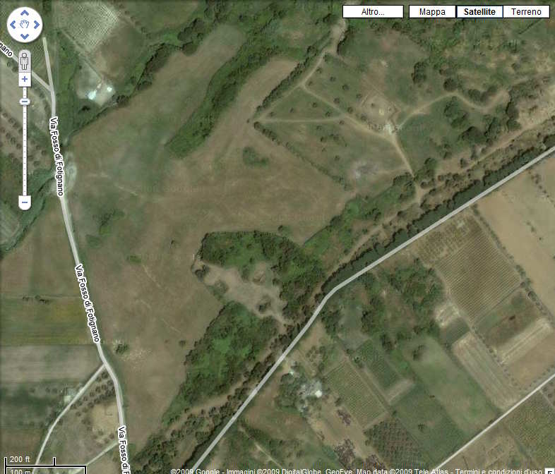 Vista aerea by Google della Necropoli della Banditaccia