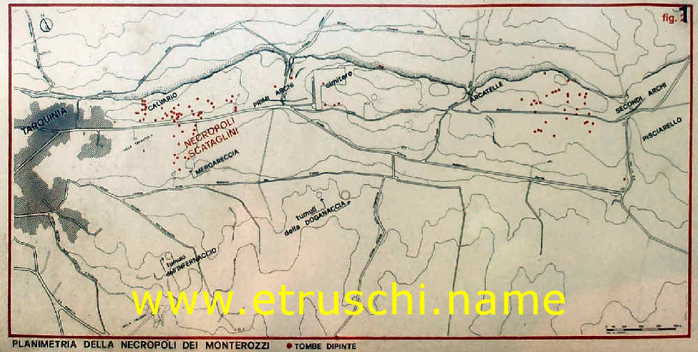 Mappa delle Tombe di Tarquinia